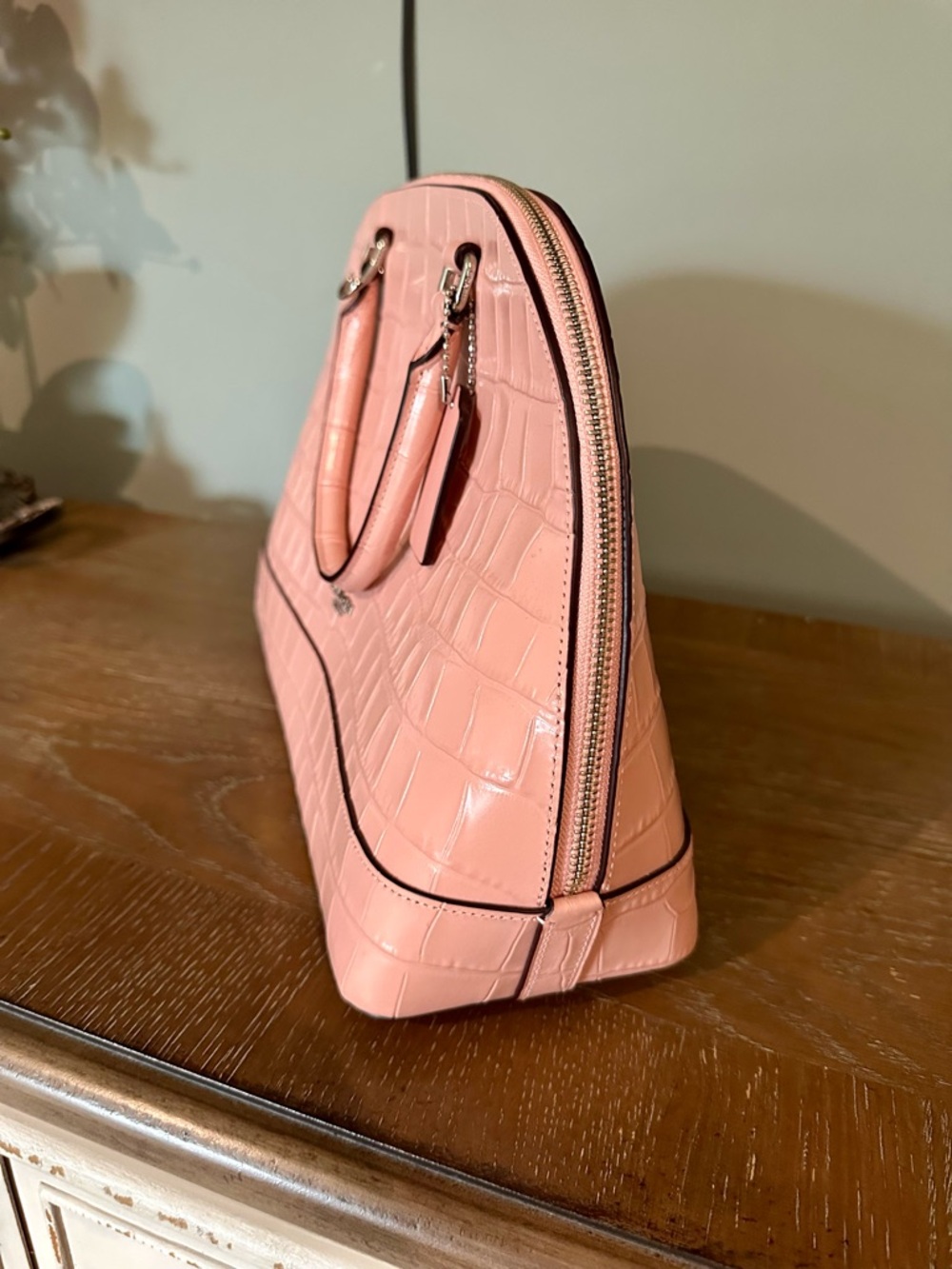 Coach Pink Crocodile Leather Satchel - Picture 4 of 6